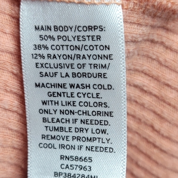 BP XL fluttered sleeve ribbed knit peachy orange salmon textured cotton/rayon t - Picture 4 of 5